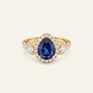 Aanika V. Lab-created Sapphire & Lab-grown Diamond Halo Ring