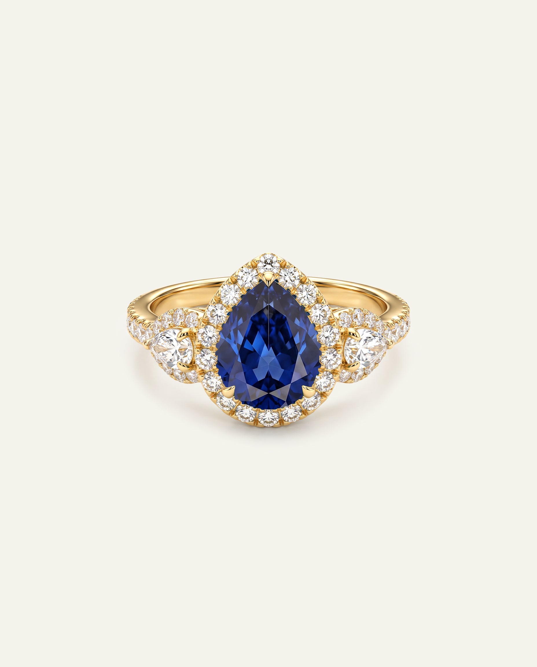 Aanika V. Lab-created Sapphire & Lab-grown Diamond Halo Ring