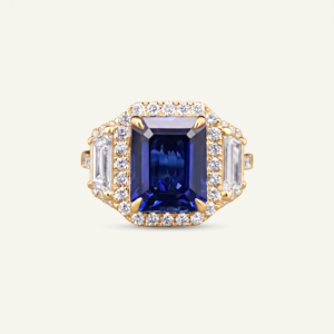 Aanika V. Lab-created Sapphire & Lab-grown Diamond Halo Ring
