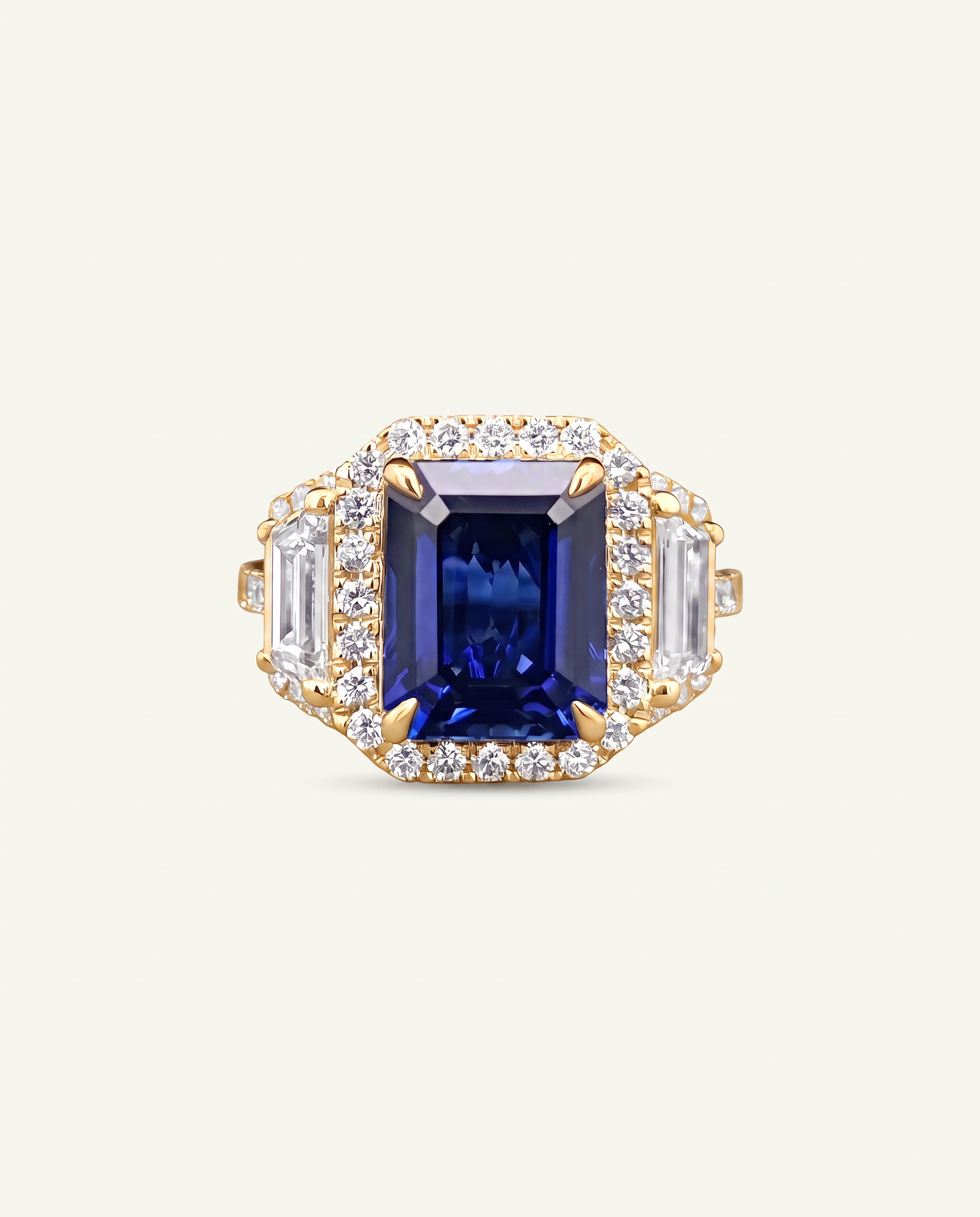 Aanika V. Lab-created Sapphire & Lab-grown Diamond Halo Ring