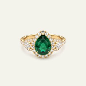 Aanika V. Lab-created Emerald & Lab-grown Diamond Halo Ring