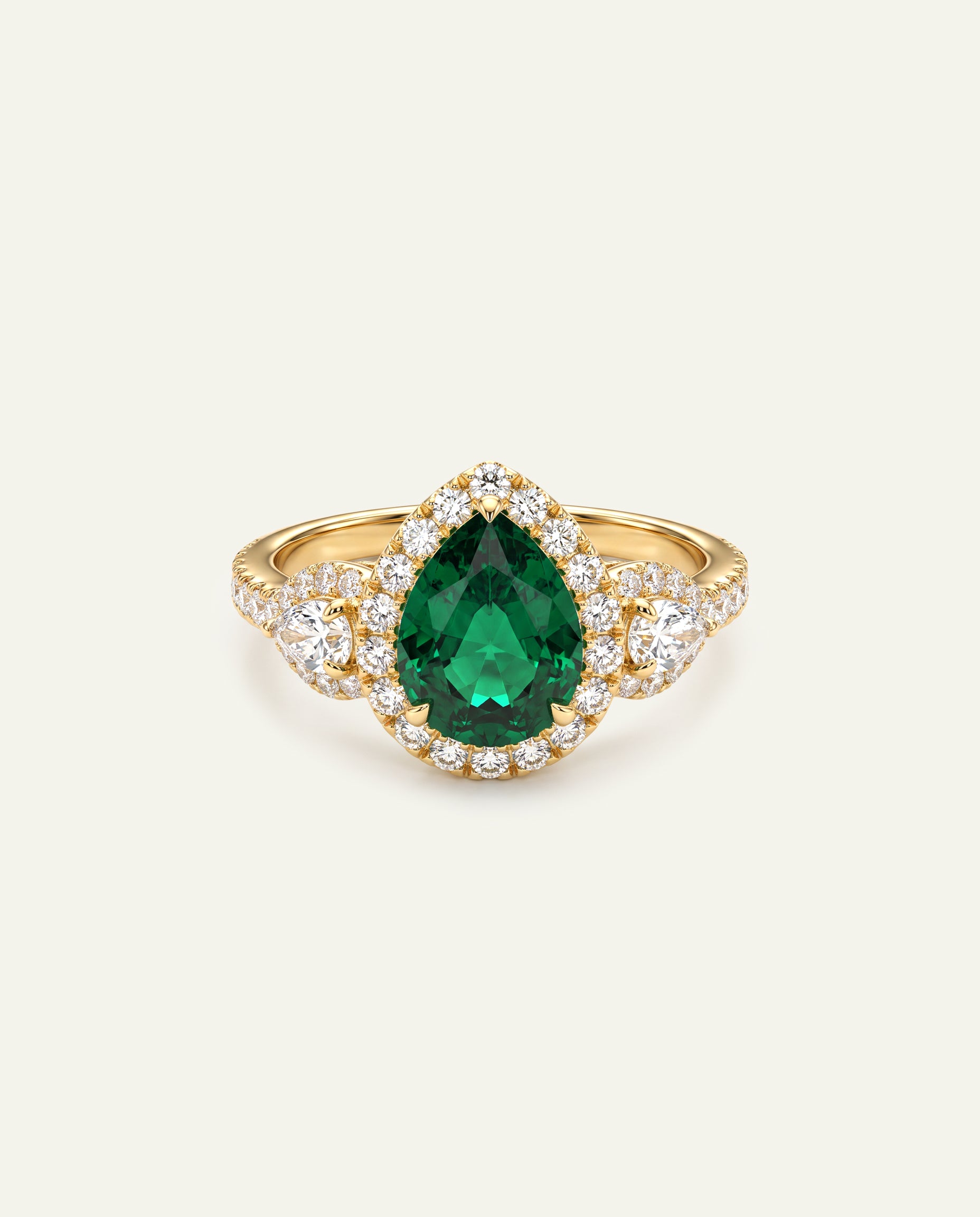 Aanika V. Lab-created Emerald & Lab-grown Diamond Halo Ring