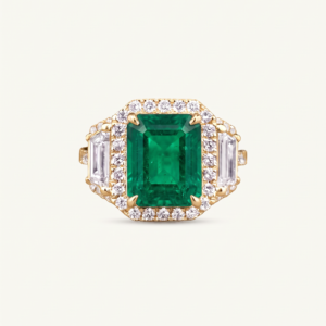 Aanika V. Lab-created Emerald & Lab-grown Diamond Halo Ring