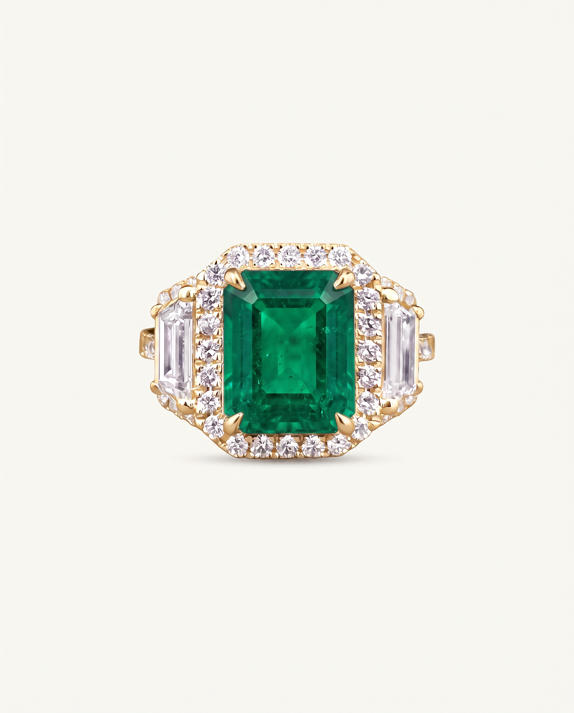 Aanika V. Lab-created Emerald & Lab-grown Diamond Halo Ring
