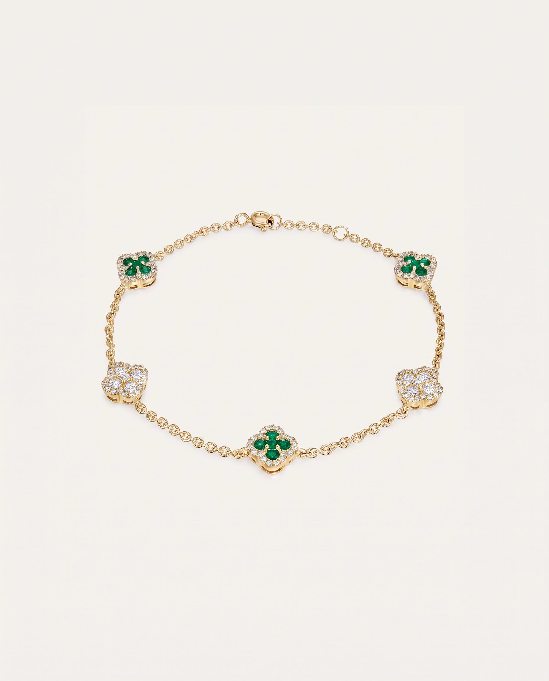 Aanika V. Emerald & Diamond Flower Bracelet