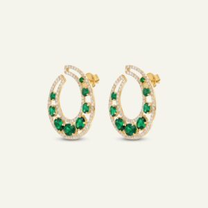 Aanika V. Emerald & Diamond Moon Studs