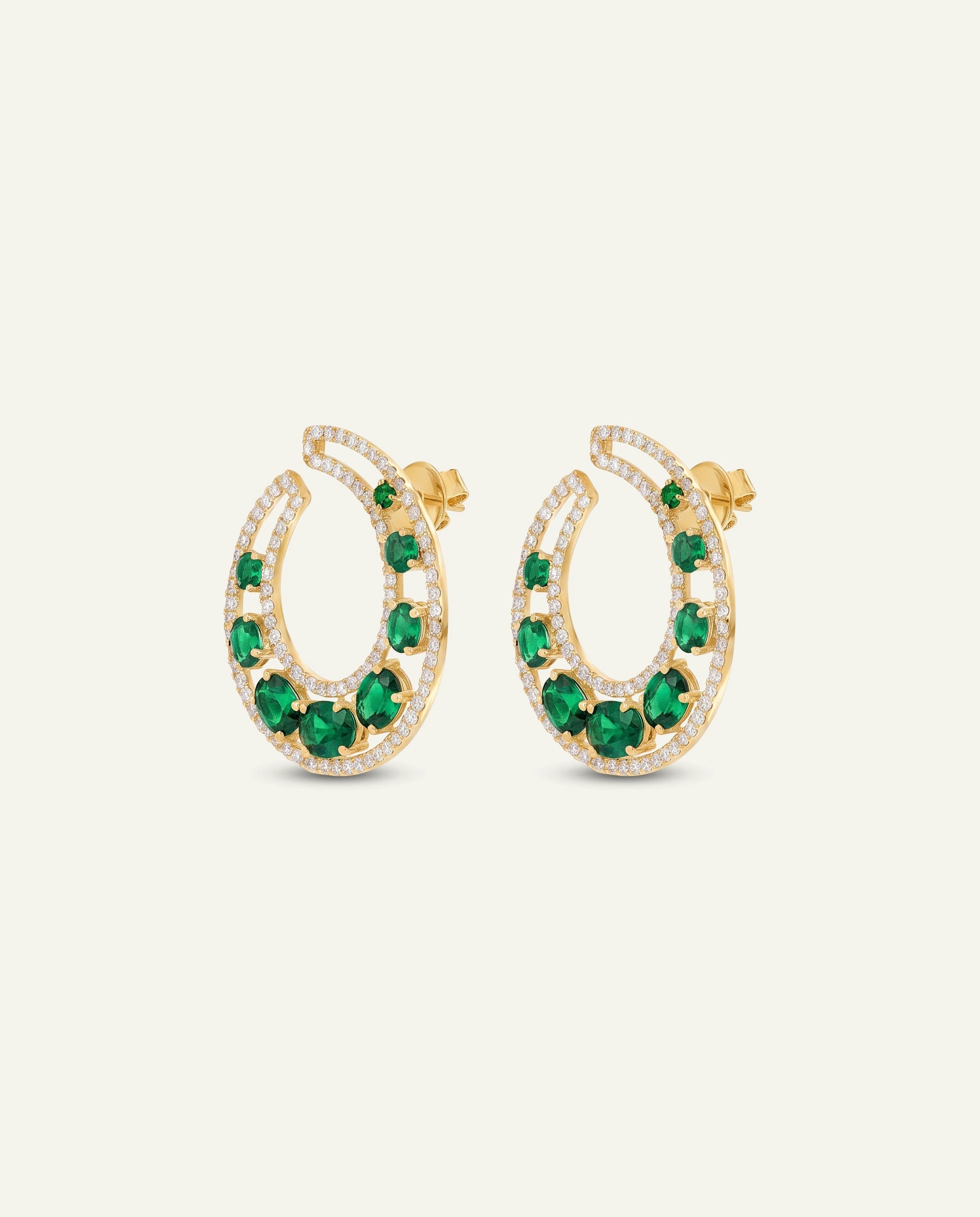 Aanika V. Emerald & Diamond Moon Studs