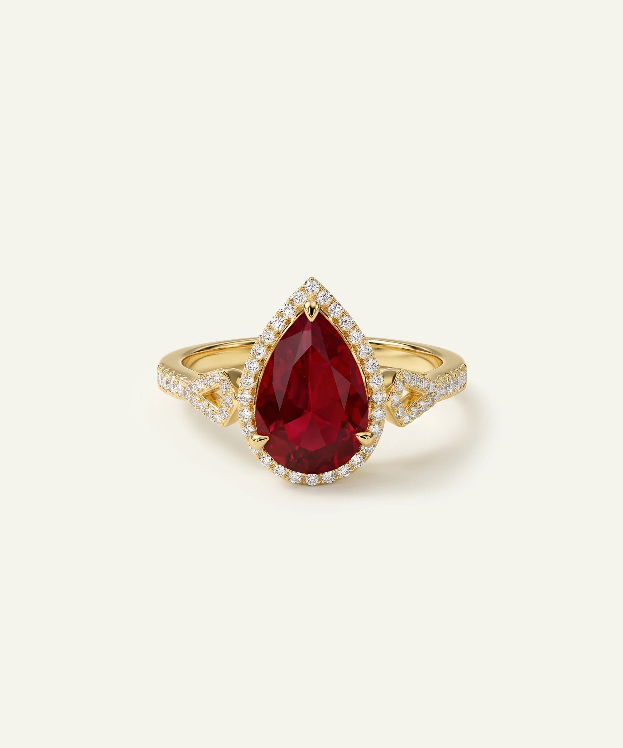 Aanika V. Ruby & Lab-grown Diamond Pear Halo Ring - 0.25 Ct. T.W.