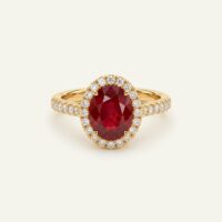 Aanika V. Ruby & Diamond Halo Ring - 4.50 Ct. T.W.