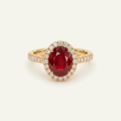 Aanika V. Lab Created Ruby & Diamond Halo Ring - 4.50 Ct. T.W.