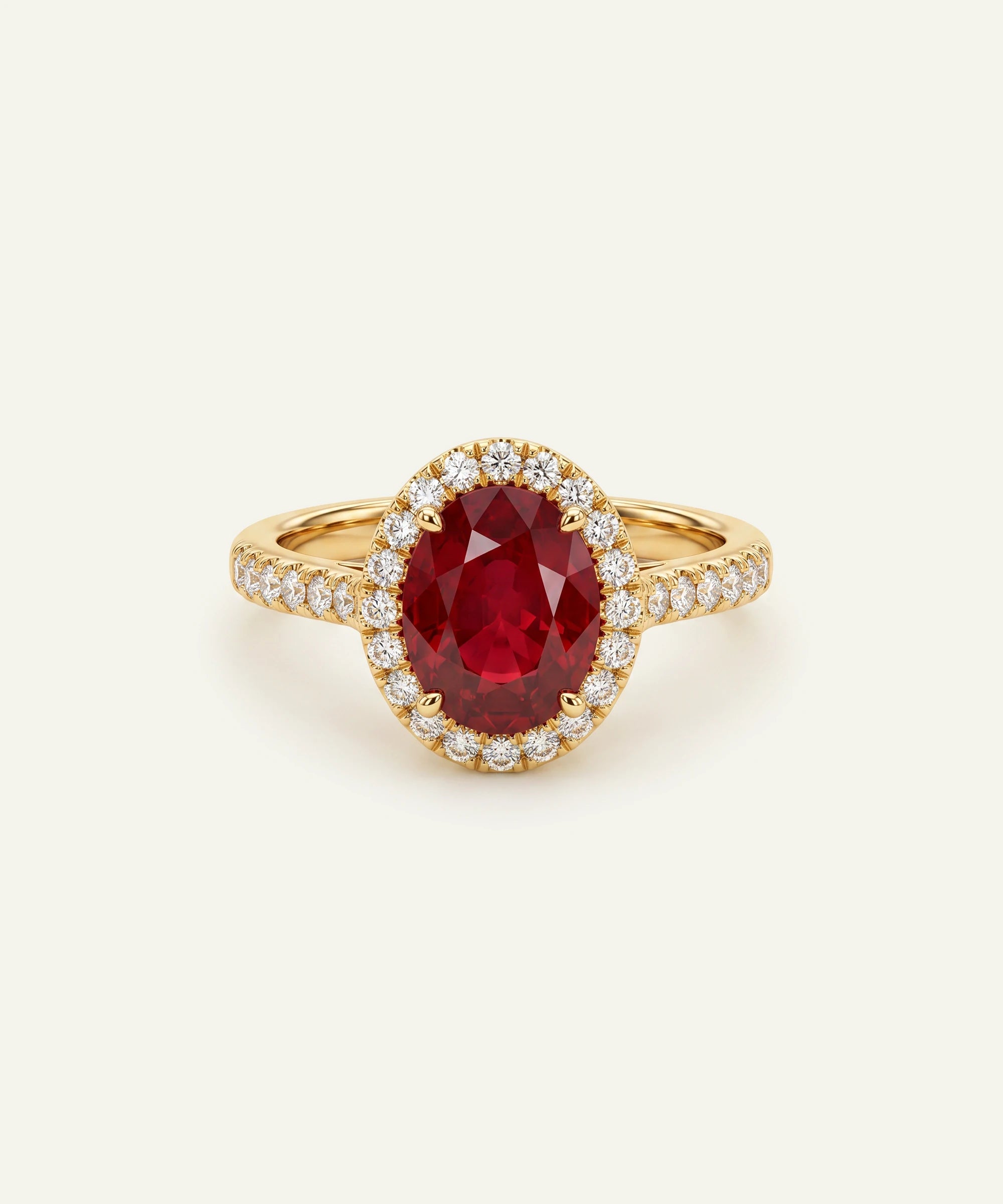 Aanika V. Ruby & Diamond Halo Ring - 4.50 Ct. T.W.