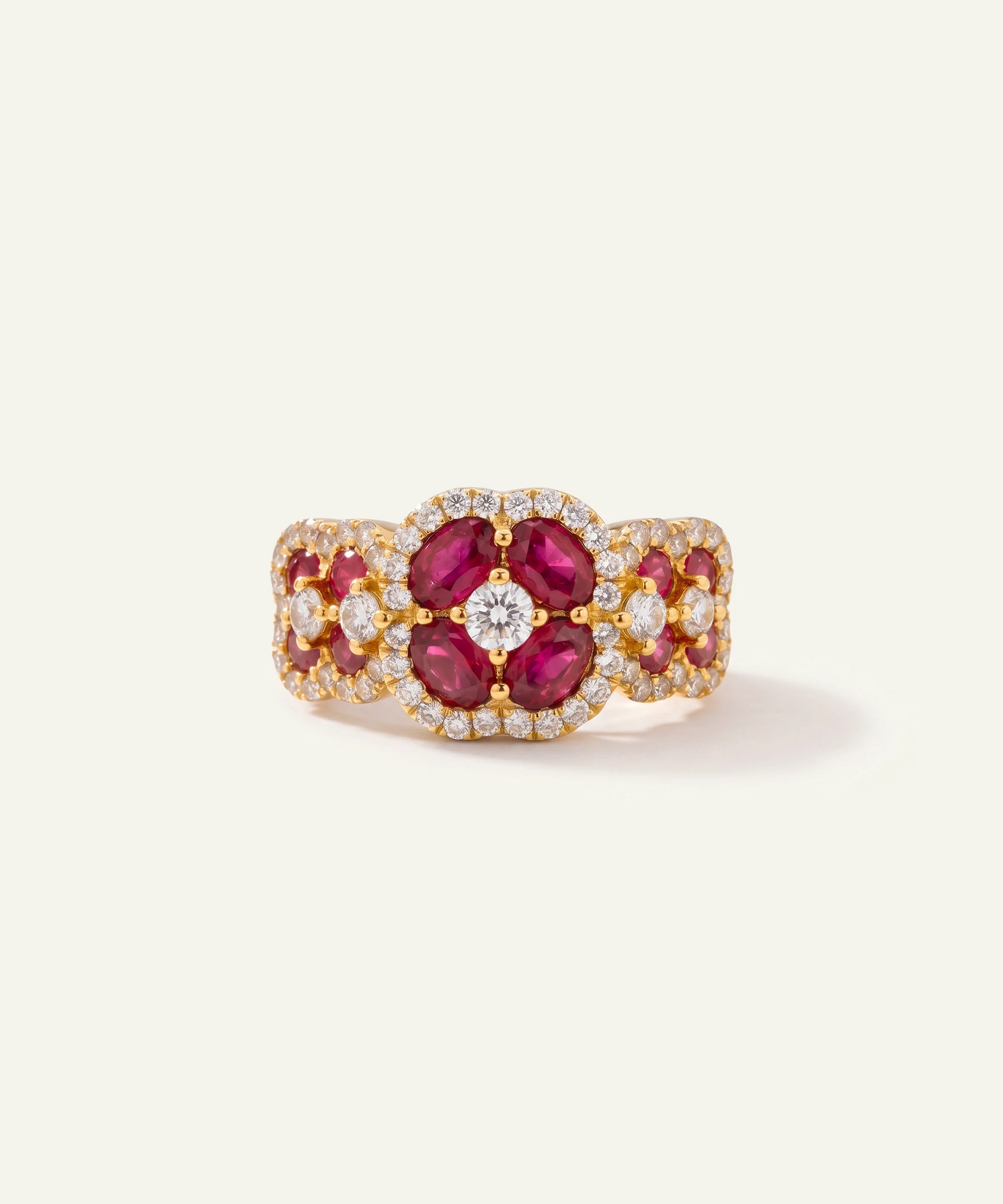 Aanika V. Ruby & Diamond Cluster Ring - 2.1 Ct. T.W.