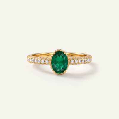 Aanika V. Emerald & Diamond Oval Ring