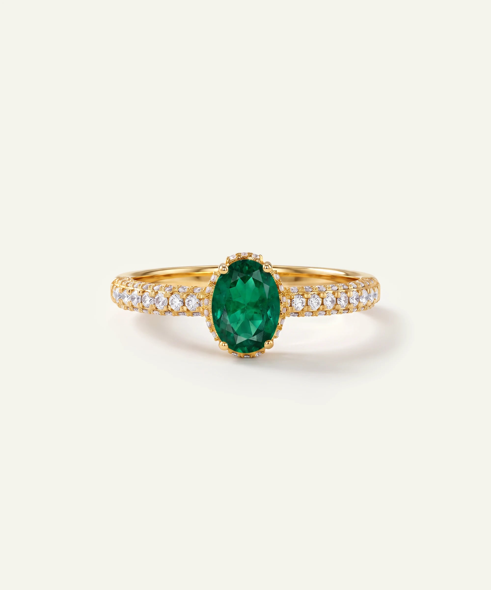 Aanika V. Emerald & Diamond Oval Ring