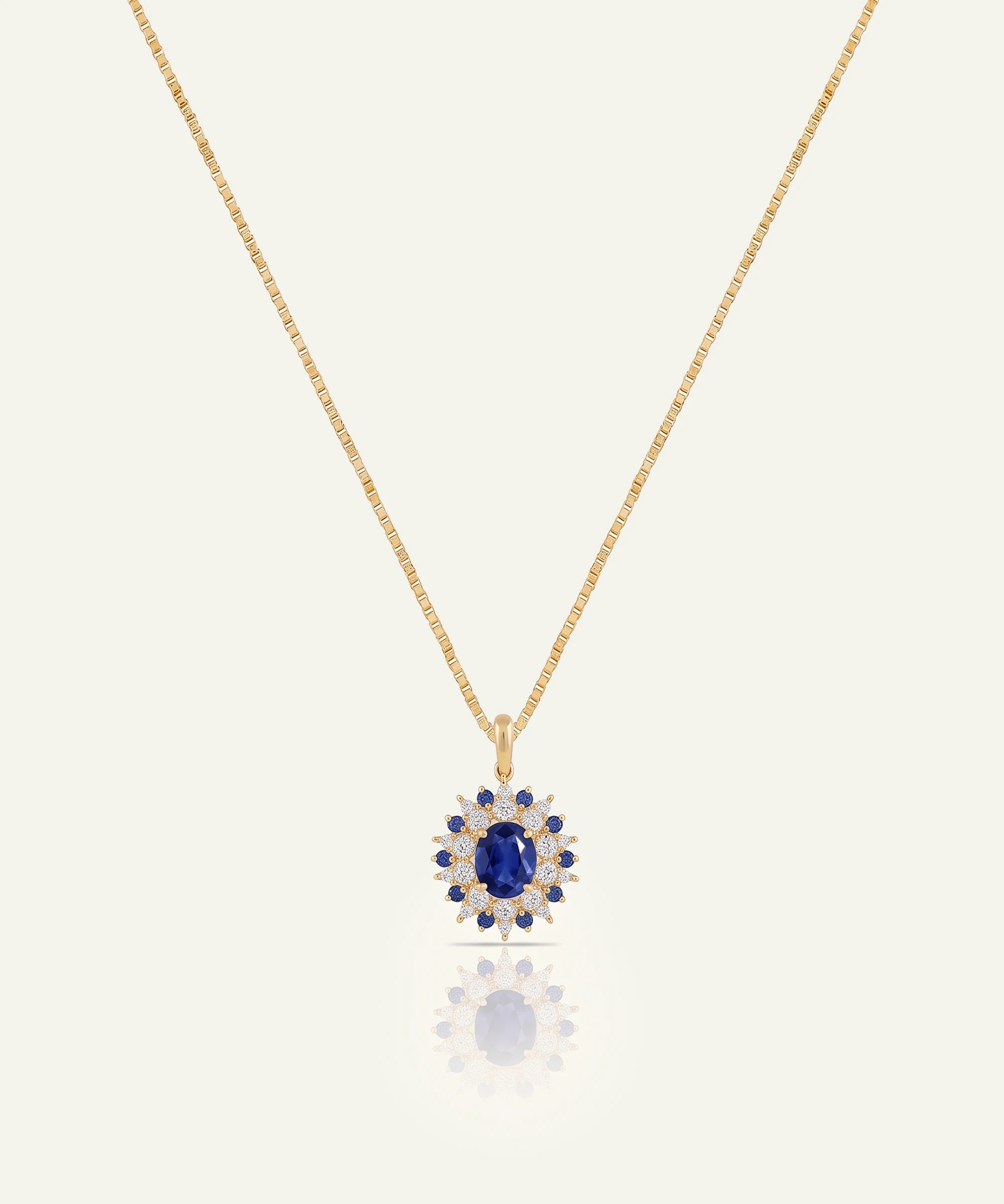 Aanika V. Sapphire & Diamond Cluster Halo Pendant - 3.6 Ct. T.W.
