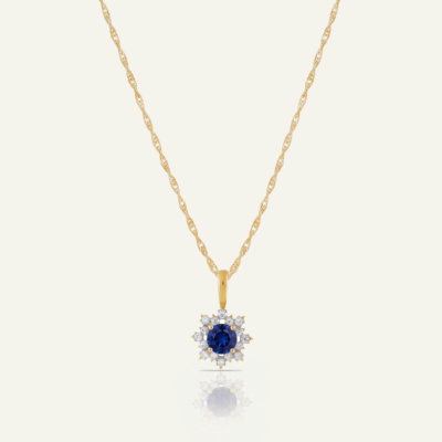 Aanika V. Sapphire & Diamond Round Flower Pendant - 1.10 Ct. T.W.