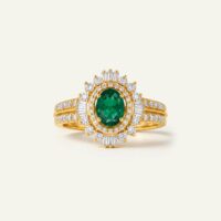 Aanika V. Emerald & Diamond Round Halo Ring - 0.50 Ct. T.W.