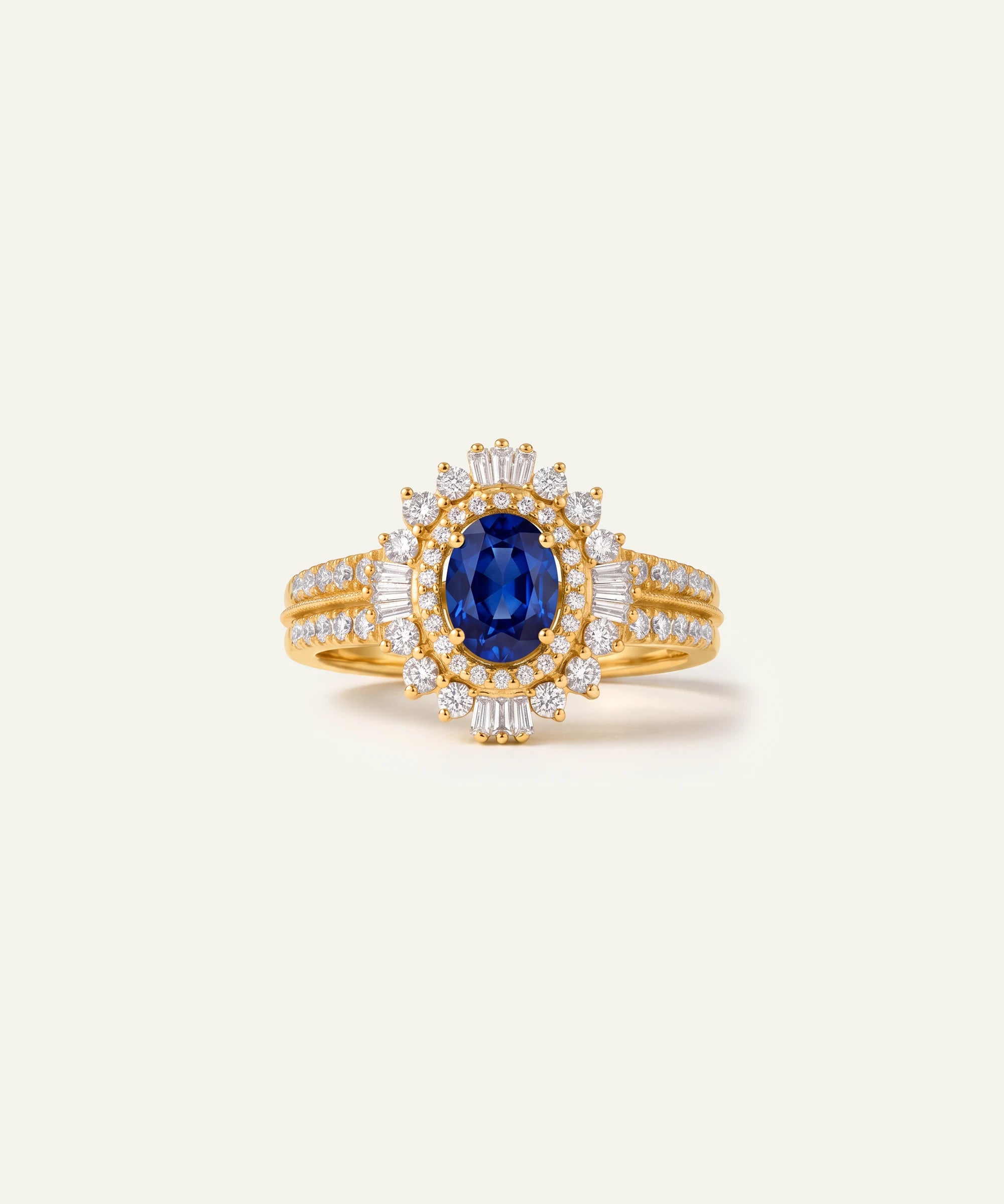 Aanika V. Sapphire & Diamond Double Halo Ring - 1.50 Ct. T.W.