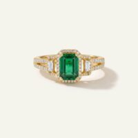 Aanika V. Emerald & Diamond Emerald-Cut Three-Stone Split Shank Ring -