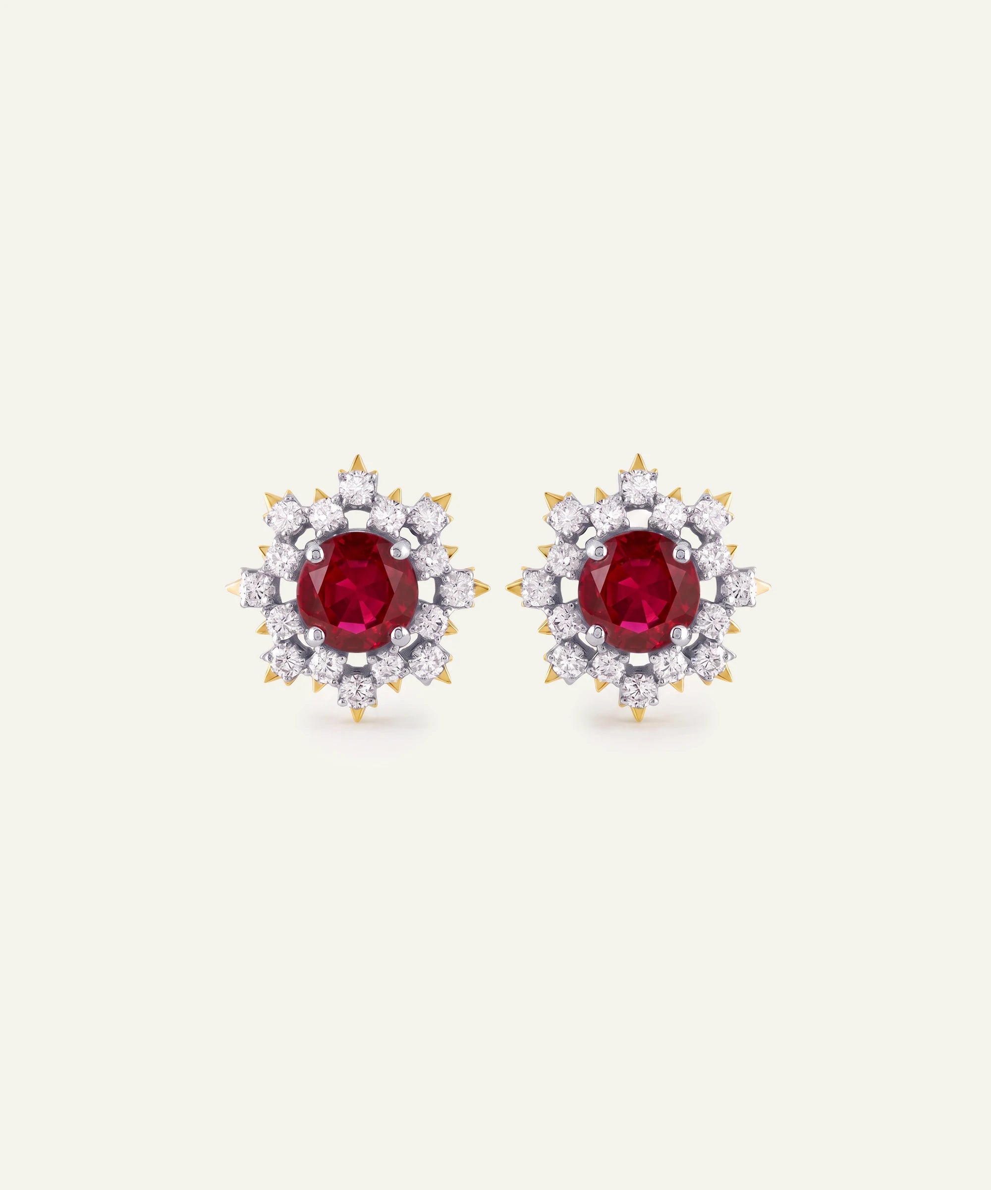 Aanika V. Ruby & Diamond Floral Cluster Studs - 2.50 Ct. T.W.