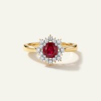 Aanika V. Ruby & Diamond Round Halo Ring- 0.33 Ct. T.W.