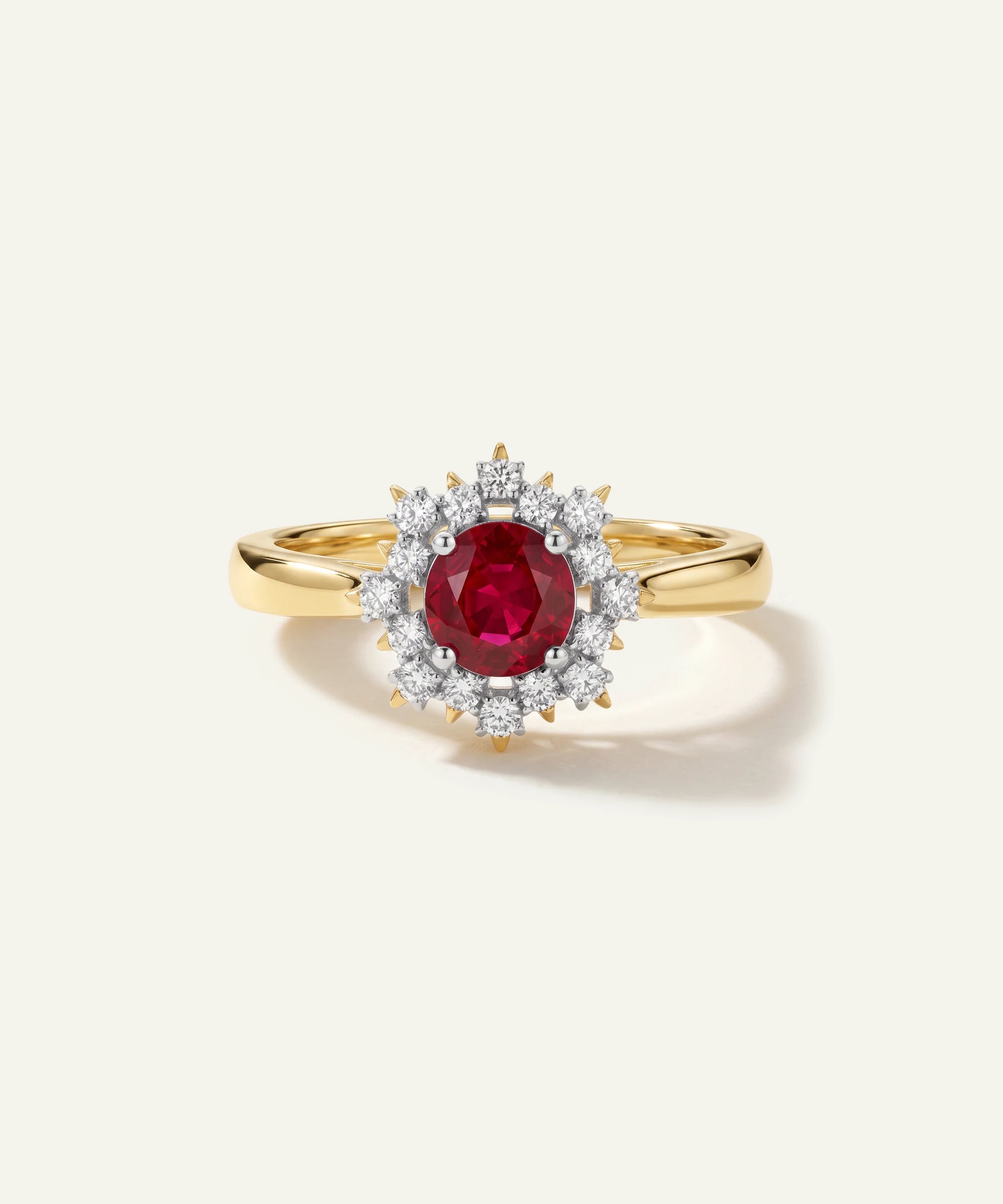 Aanika V. Ruby & Diamond Round Halo Ring- 0.33 Ct. T.W.