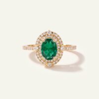 Aanika V. Emerald & Diamond Double Halo Ring