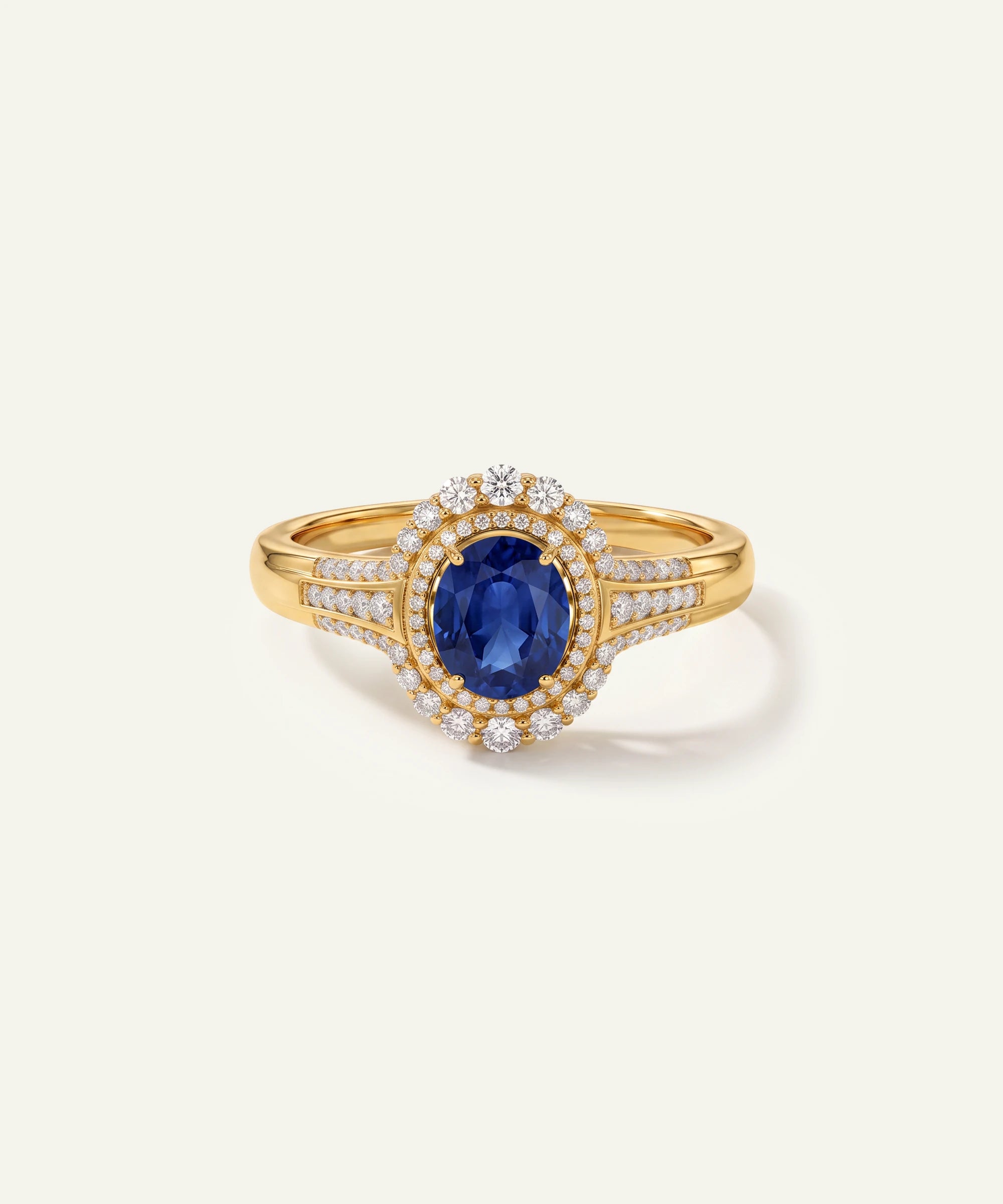 Aanika V. Sapphire & Diamond Double Halo Ring