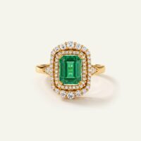 Aanika V. Emerald & Diamond Emerald-Cut Halo Ring - 0.75 Ct. T.W.