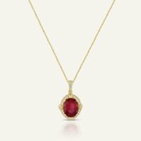 Aanika V. Ruby & Diamond Oval Halo Pendant - 4.50 Ct. T.W.