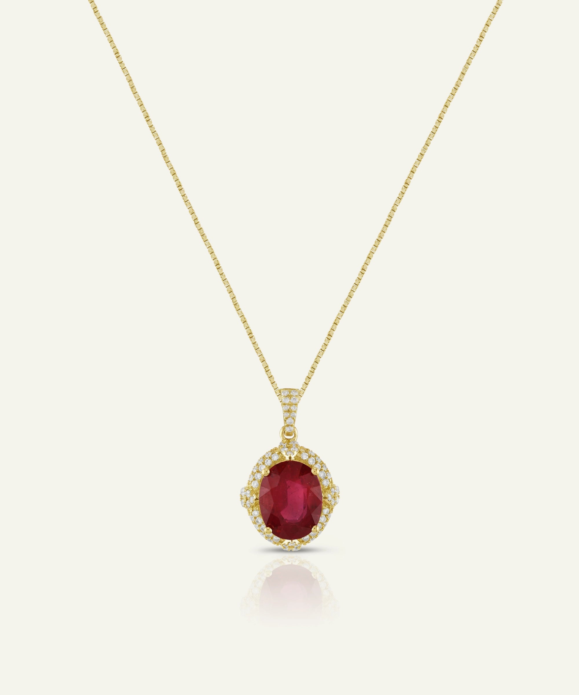 Aanika V. Ruby & Diamond Oval Halo Pendant - 4.50 Ct. T.W.