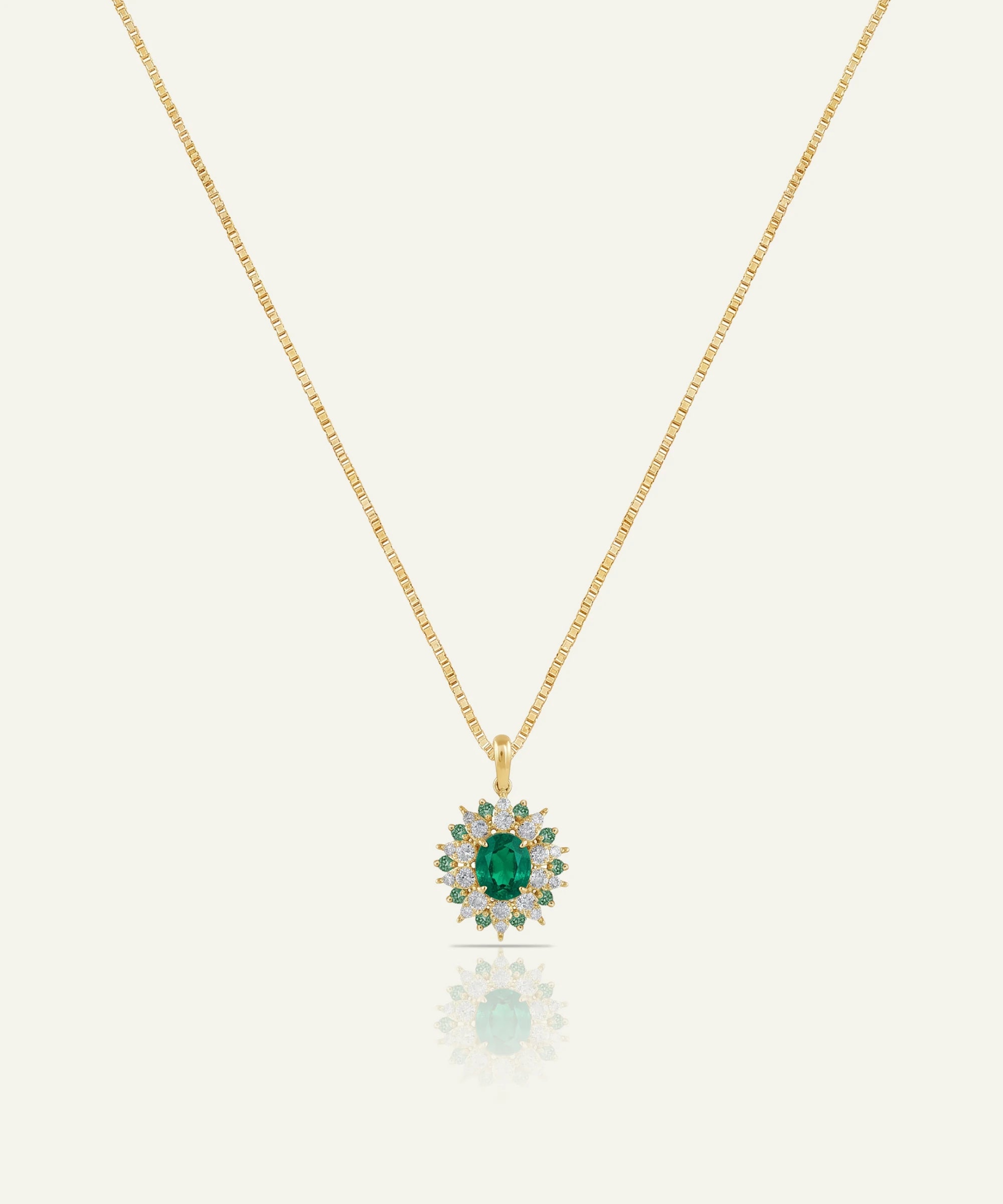 Aanika V. Round Emerald Diamond Halo Pendant - 2.00 Ct. T.W.