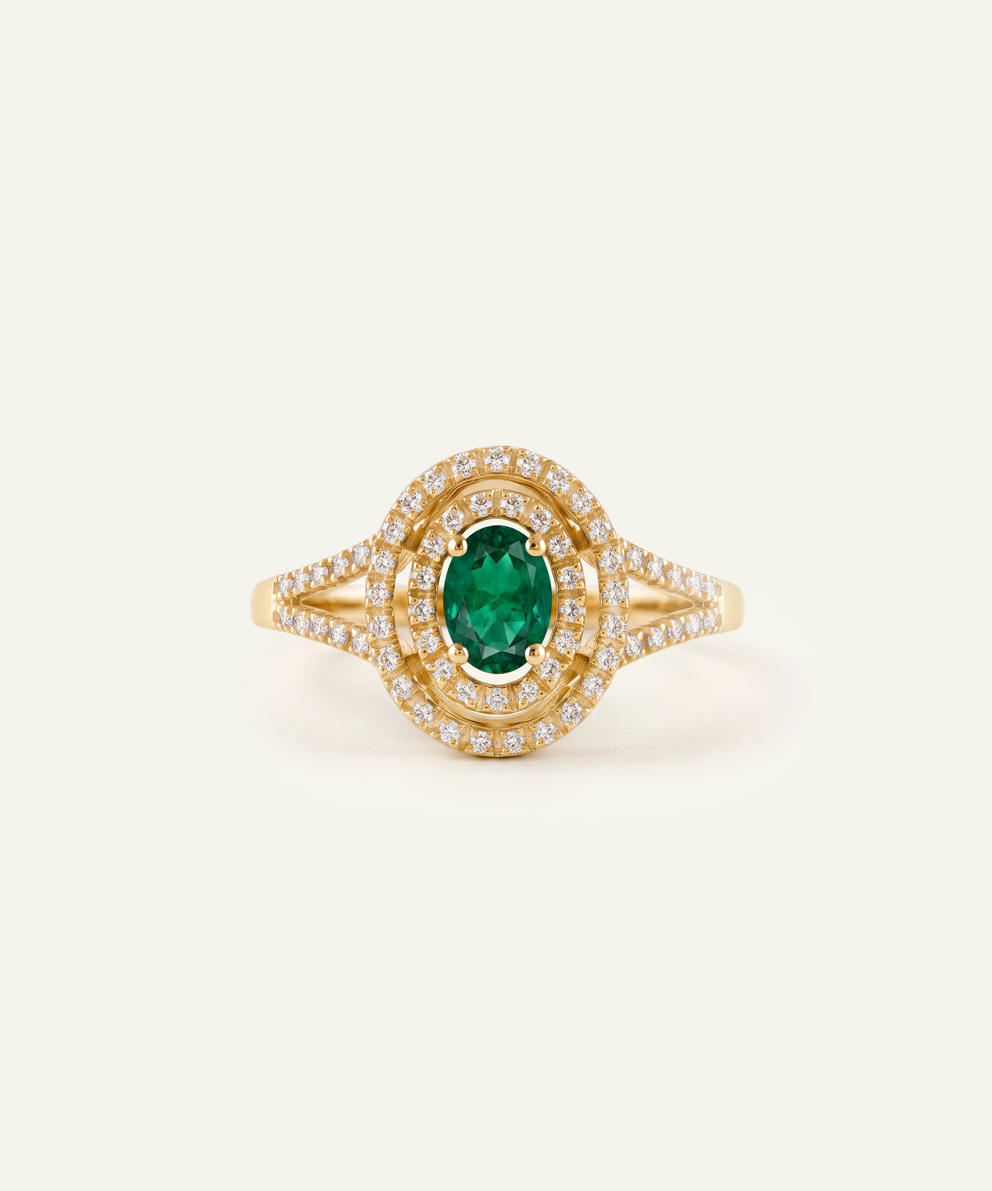 Aanika V. Emerald & Lab-grown Diamond Double Halo Ring - 0.6 Ct. T.W.