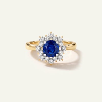 Aanika V. Sapphire & Diamond Cluster Halo Ring - 0.33 Ct. T.W.