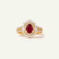 Aanika V. Ruby Diamond Double Halo Ring - 0.50 Ct. T.W.