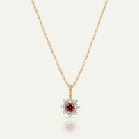 Aanika V. Ruby & Diamond Round Flower Pendant - 1.15 Ct. T.W.