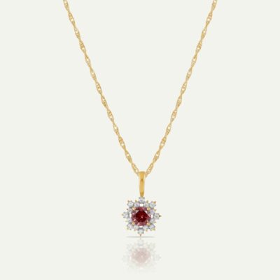 Aanika V. Ruby & Diamond Round Flower Pendant - 1.15 Ct. T.W.