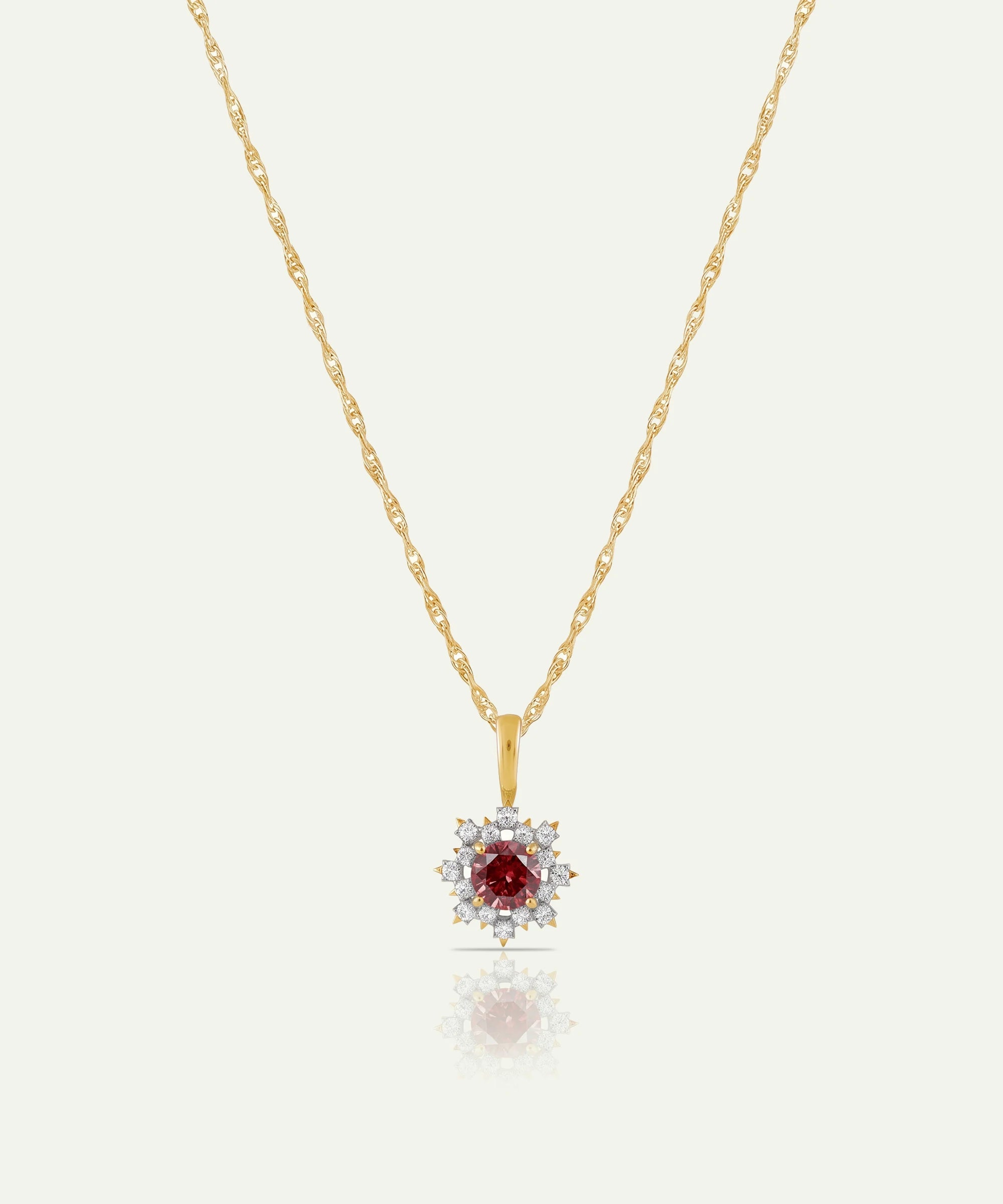 Aanika V. Ruby & Diamond Round Flower Pendant - 1.15 Ct. T.W.