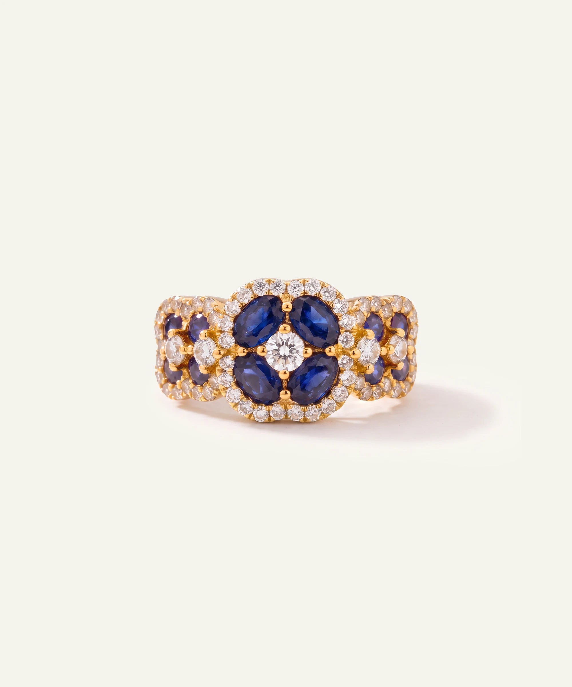 Aanika V. Sapphire & Diamond Cluster Ring - 1.9 Ct. T.W.