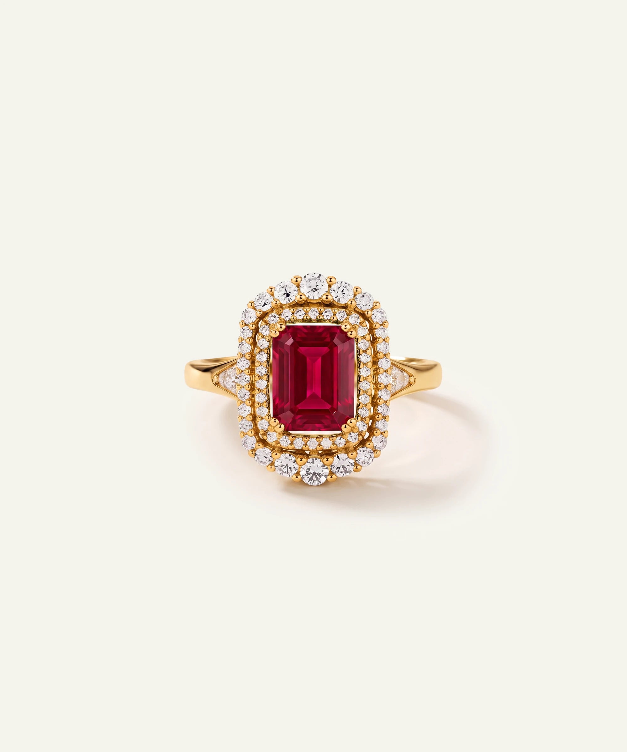 Aanika V. Ruby & Diamond Emerald-Cut Halo Ring - 0.75Ct. T.W.
