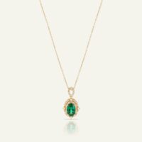 Aanika V. Emerald & Diamond Oval Double Halo Pendant - 1.00 Ct. T.W.