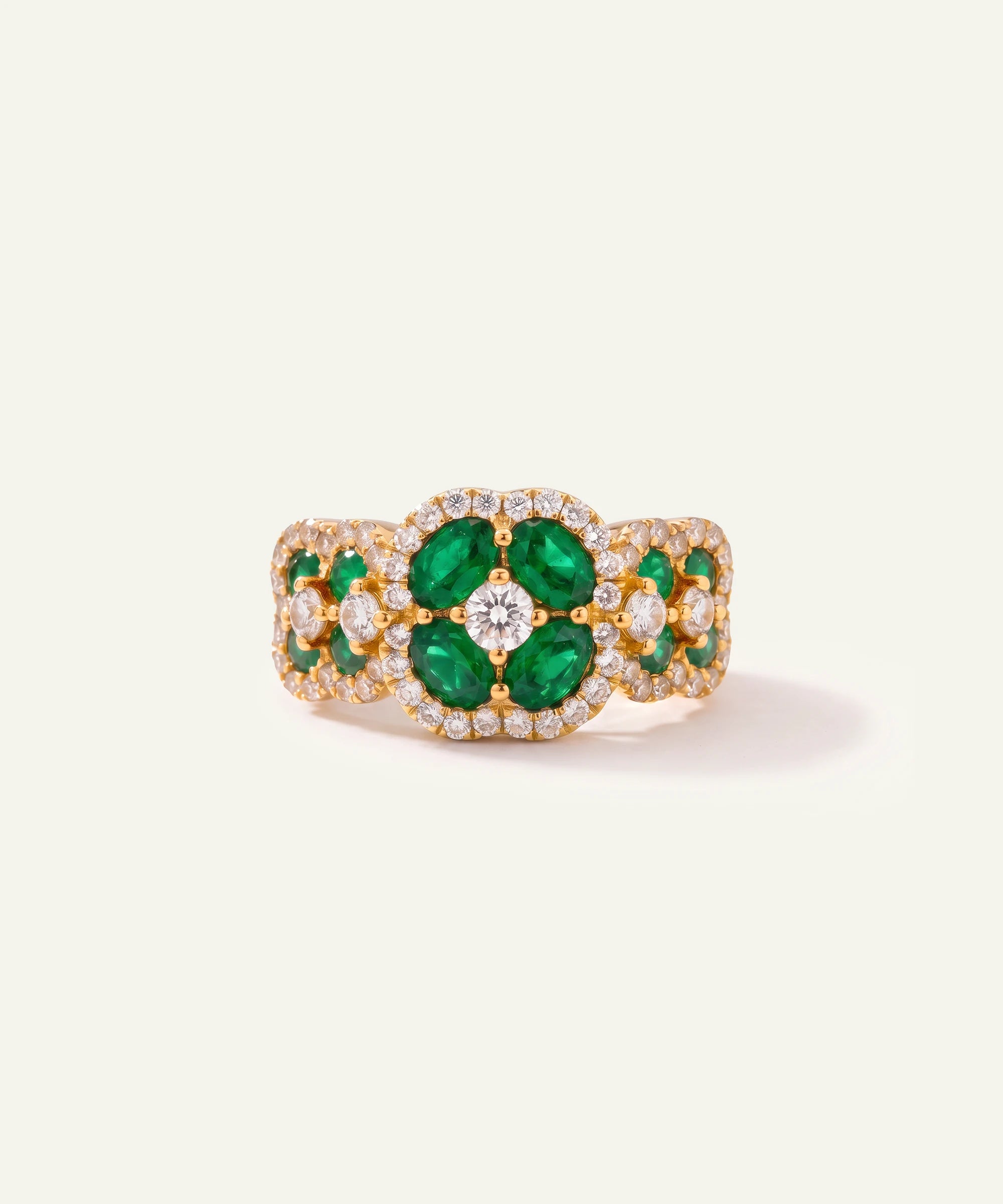 Aanika V. Emerald & Diamond Cluster Ring - 1.7 Ct. T.W.