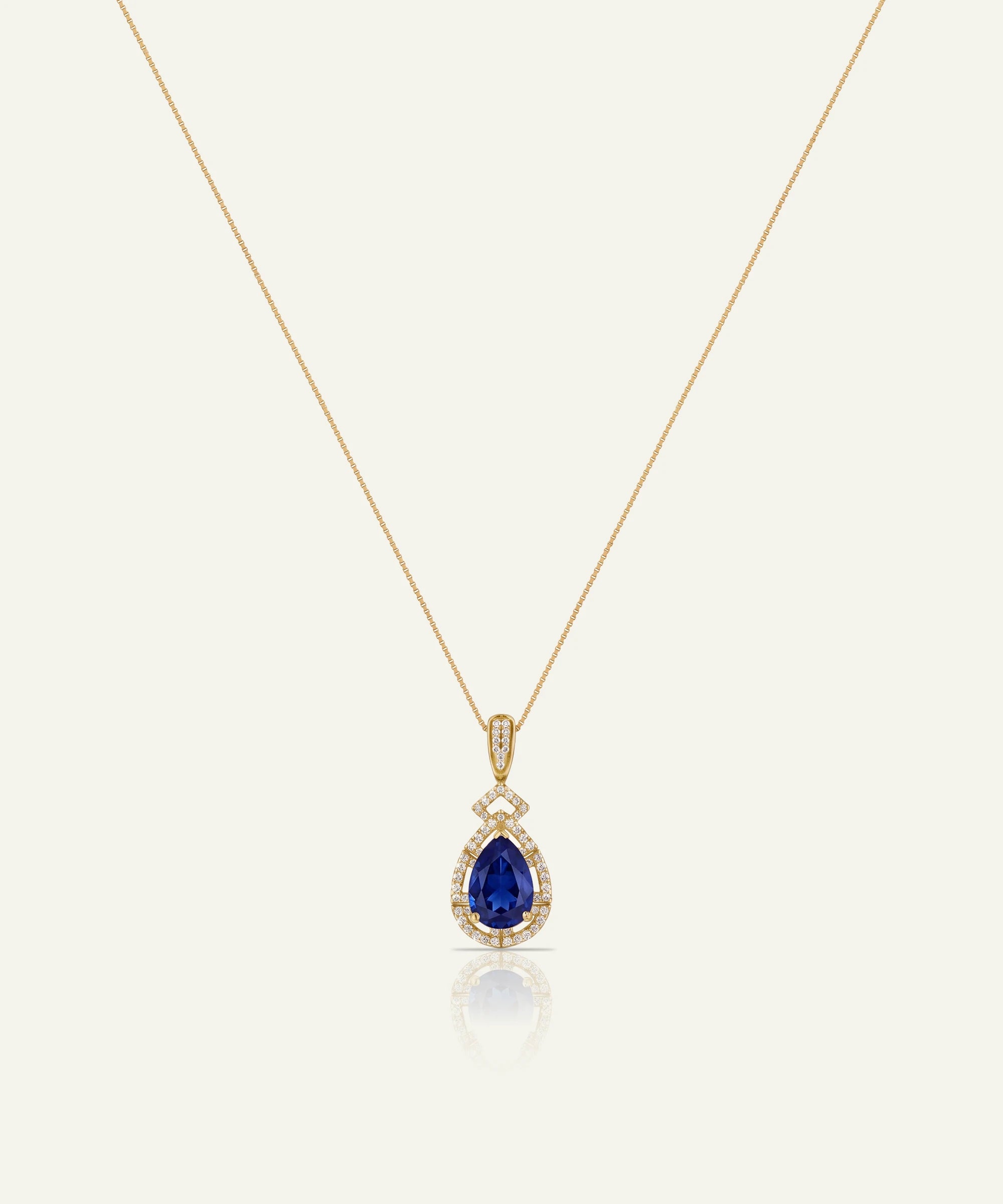 Aanika V. Sapphire & Diamond Pear Halo Pendant - 1.50 Ct. T.W.