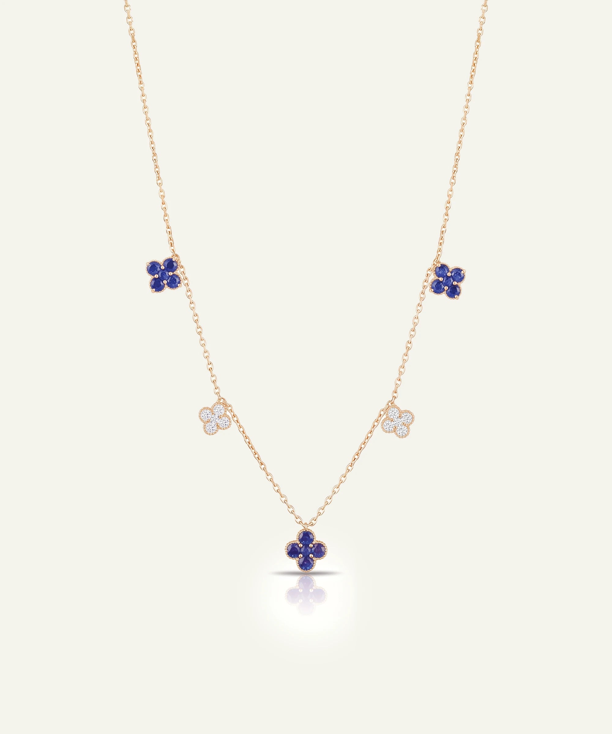Aanika V. Sapphire & Diamond Floral Station Necklace - 1.15 Ct. T.W.