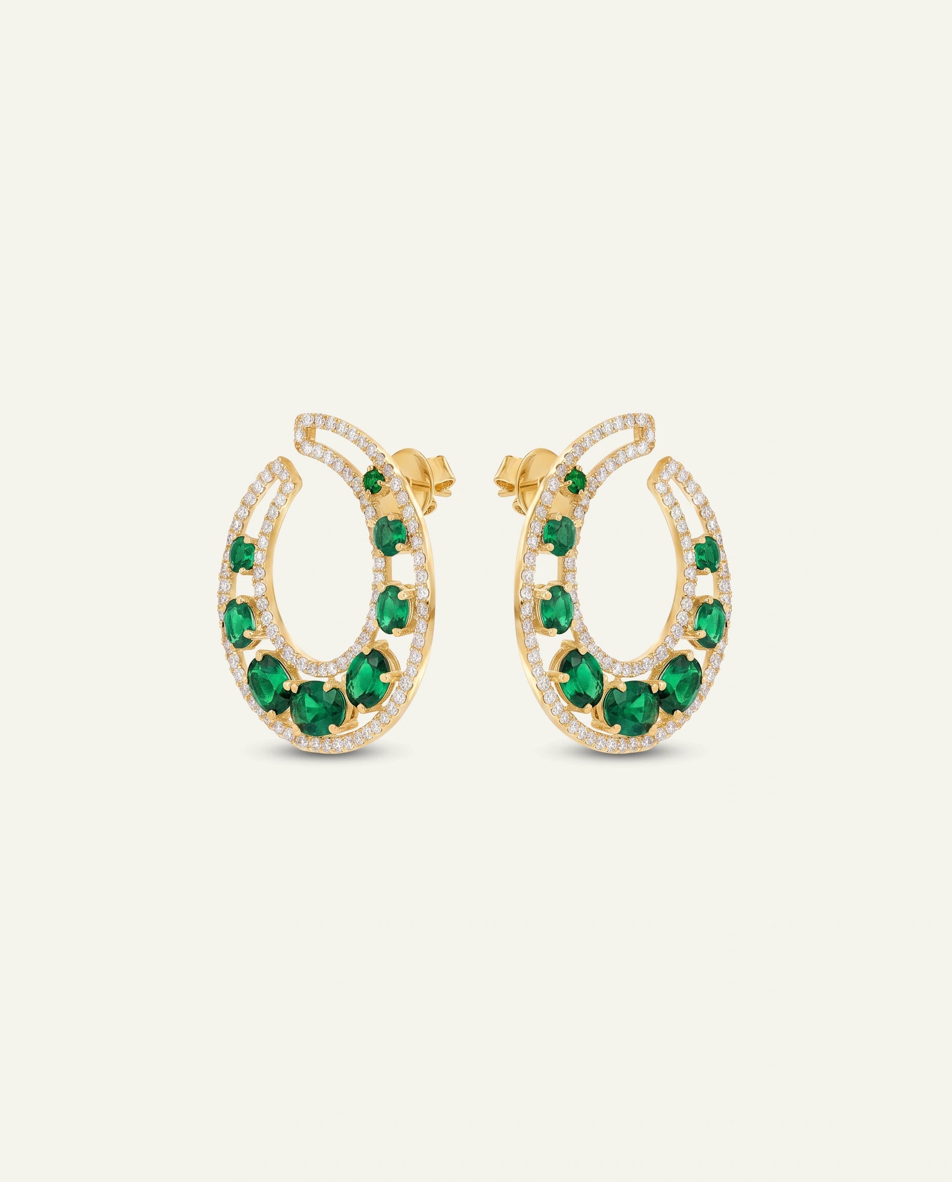 Aanika V. Emerald & Diamond Moon Studs
