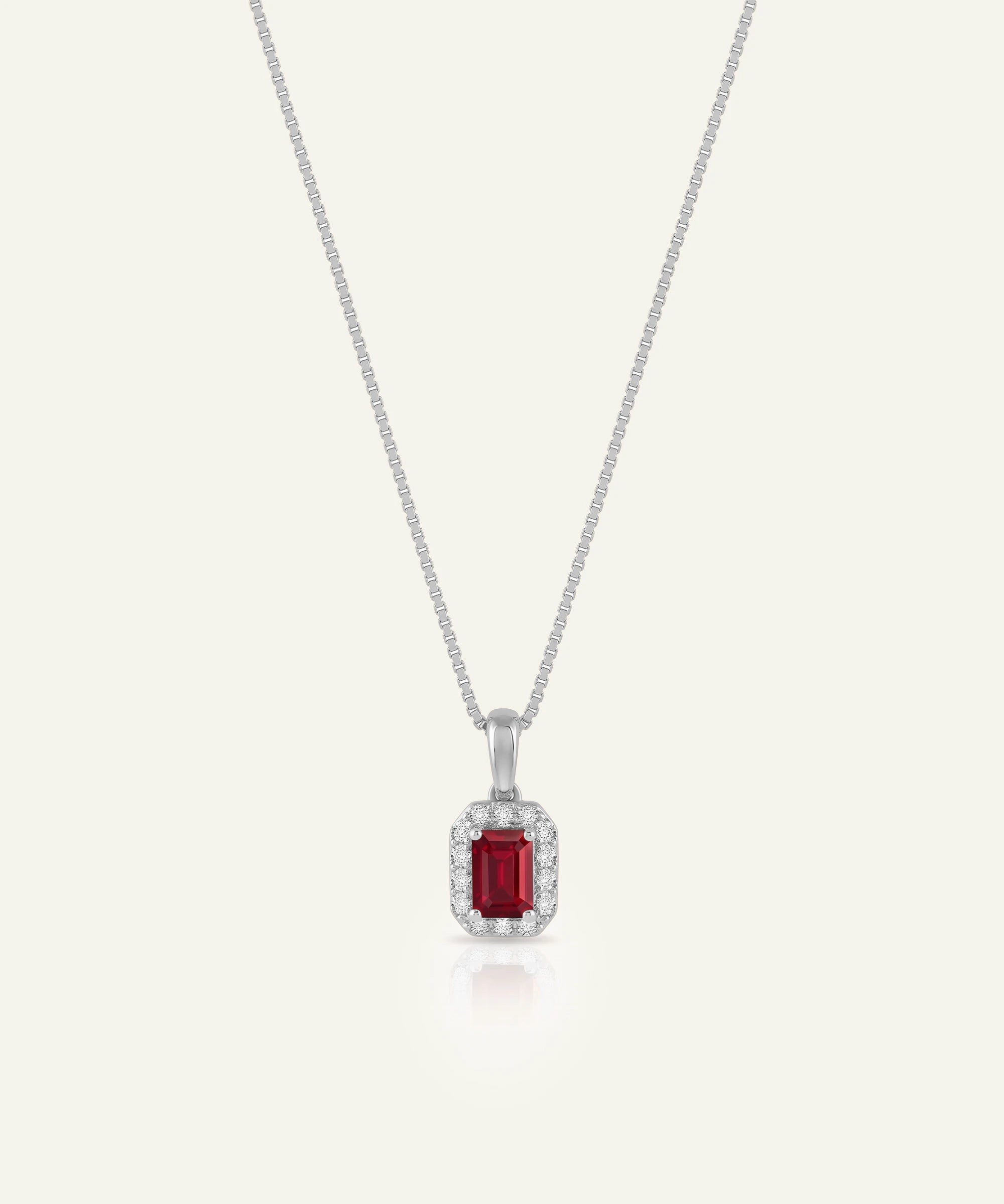 Aanika V. Ruby & Lab-grown Diamond Halo Pendant - 0.16 Ct. T.W.