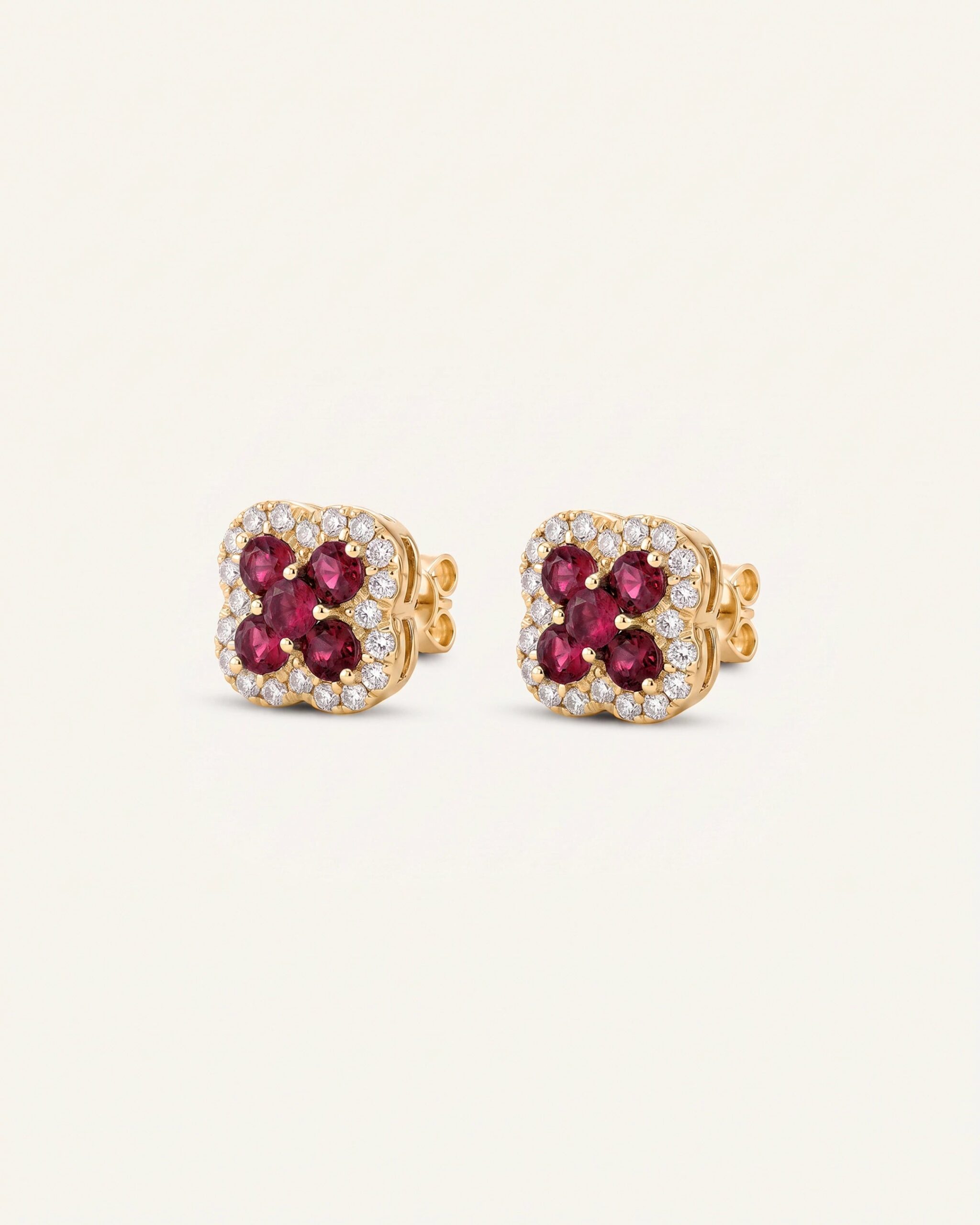 Aanika V. Ruby & Diamond Flower Studs