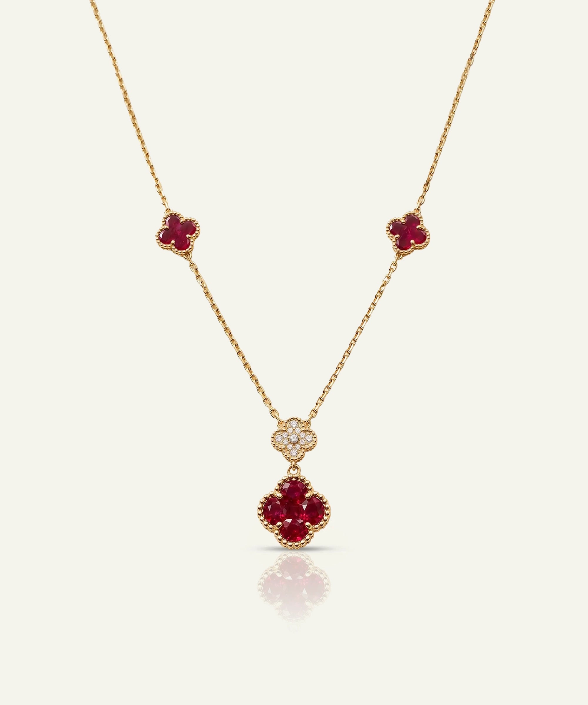 Aanika V. Ruby & Diamond Flower Necklace