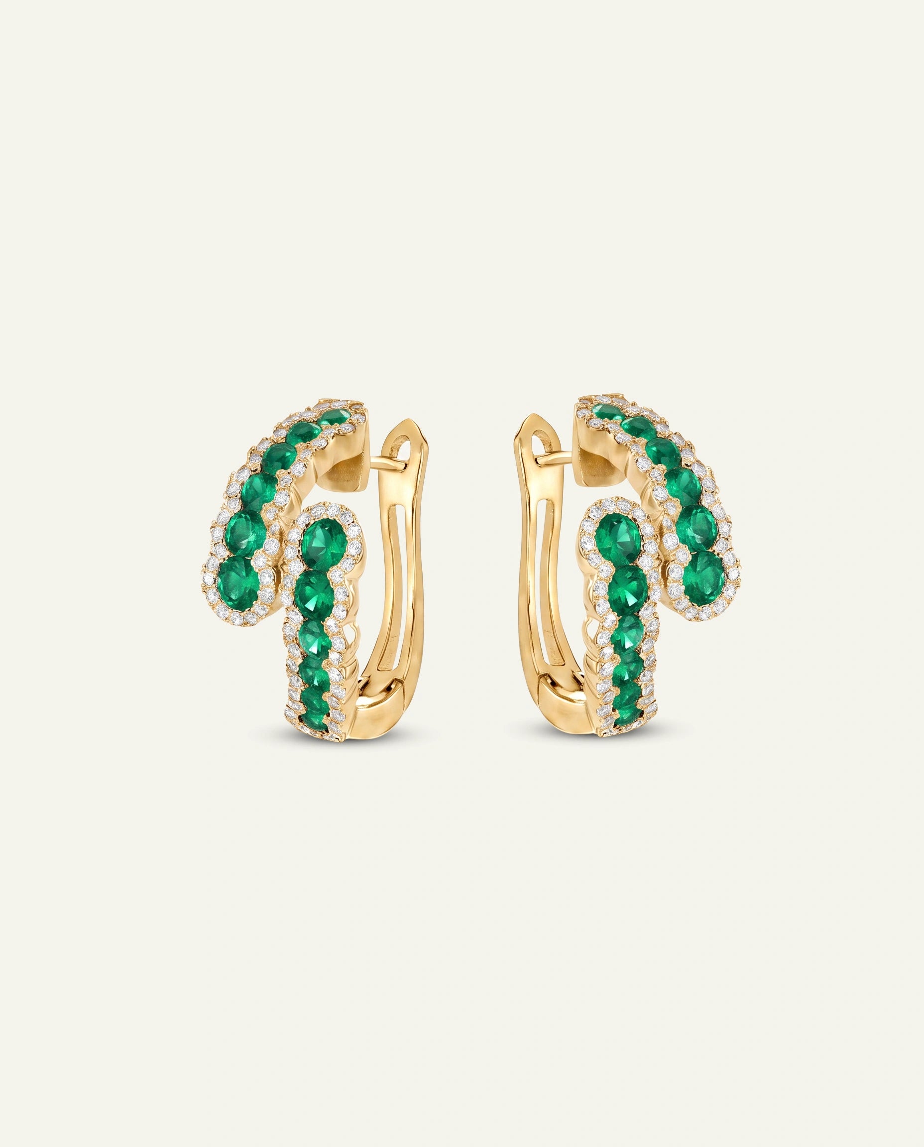 Aanika V. Emerald & Diamond Byass Hoops