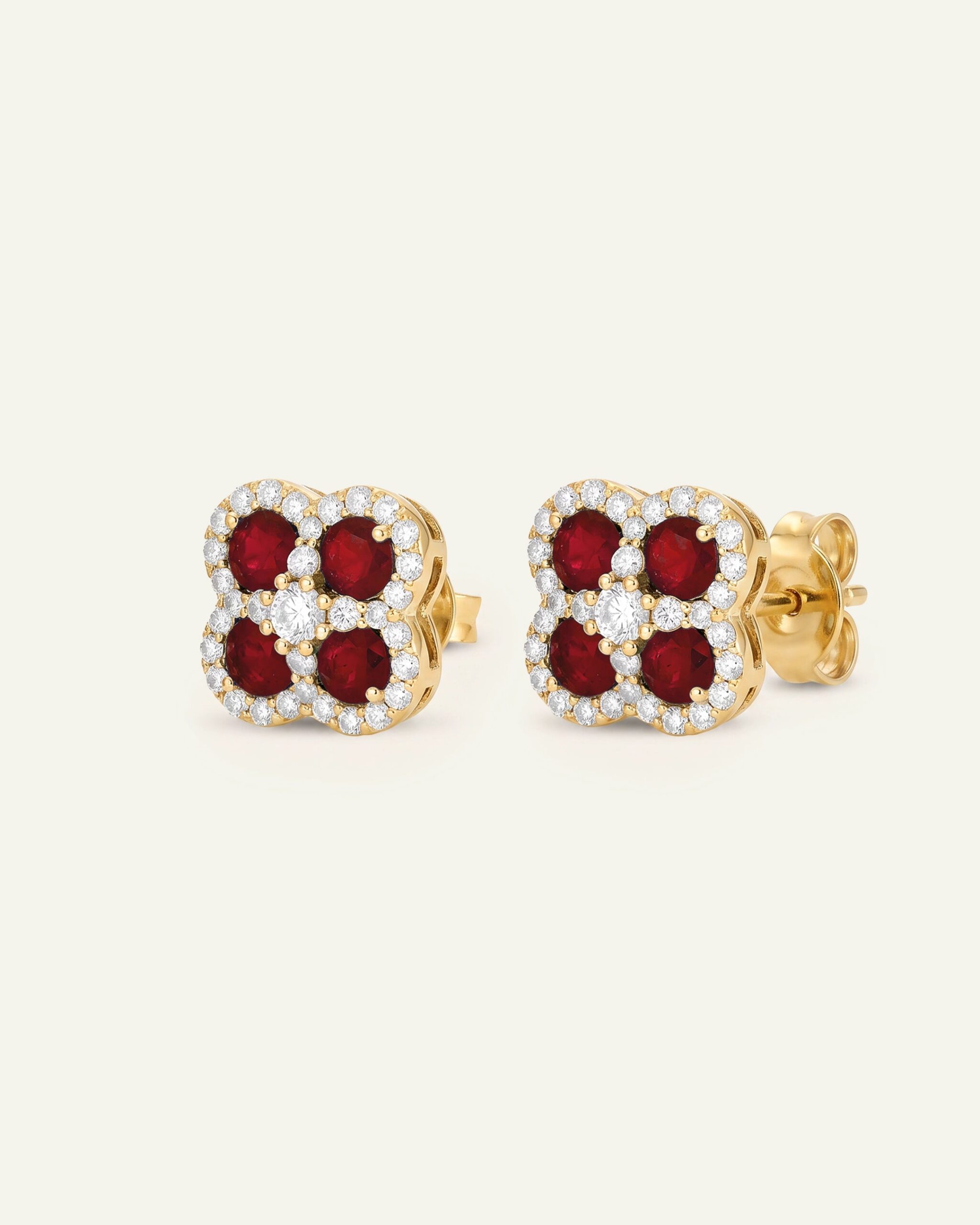 Aanika V. Ruby & Diamond Flower Studs